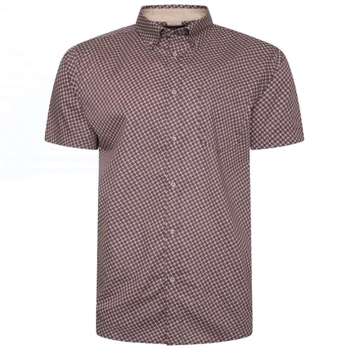 KAM Geo-Print-Hemd Burgunderrot